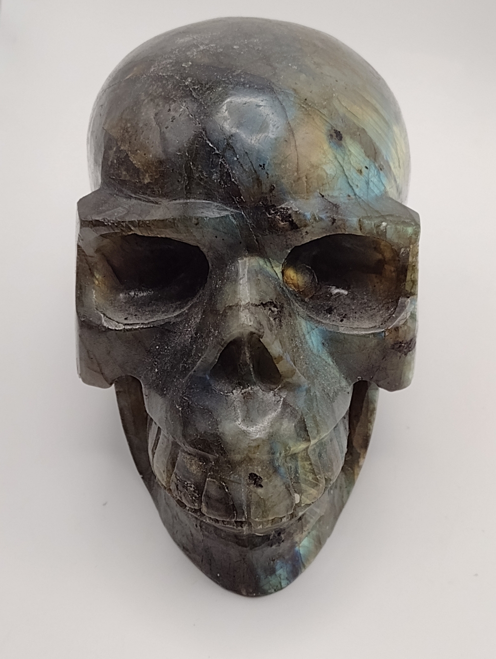 Labradorite Skull Sculpture - Handcarved In Mexico - Picture 3 of 9